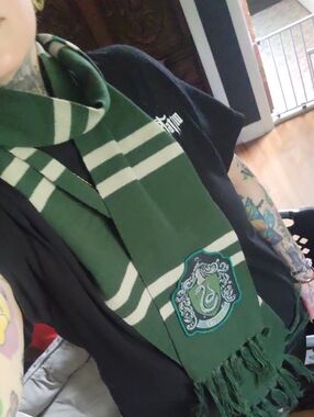 Warner Bros. Slytherin Green and White Scarf